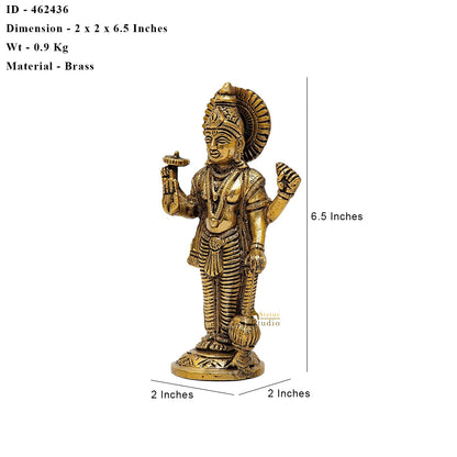 Brass Standing Vishnu Idol 6.5 Inch by vendor-unknown - Hindu Gods (View 6)