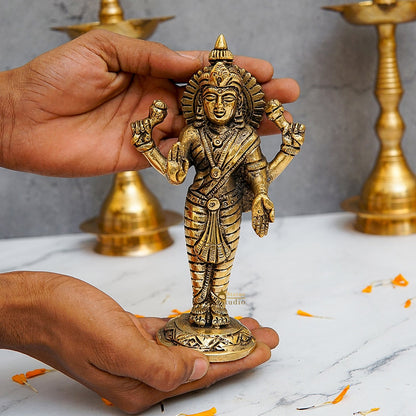 Brass Goddess Lakshmi Statue 6.5 Inch by vendor-unknown - Hindu Gods (View 2)