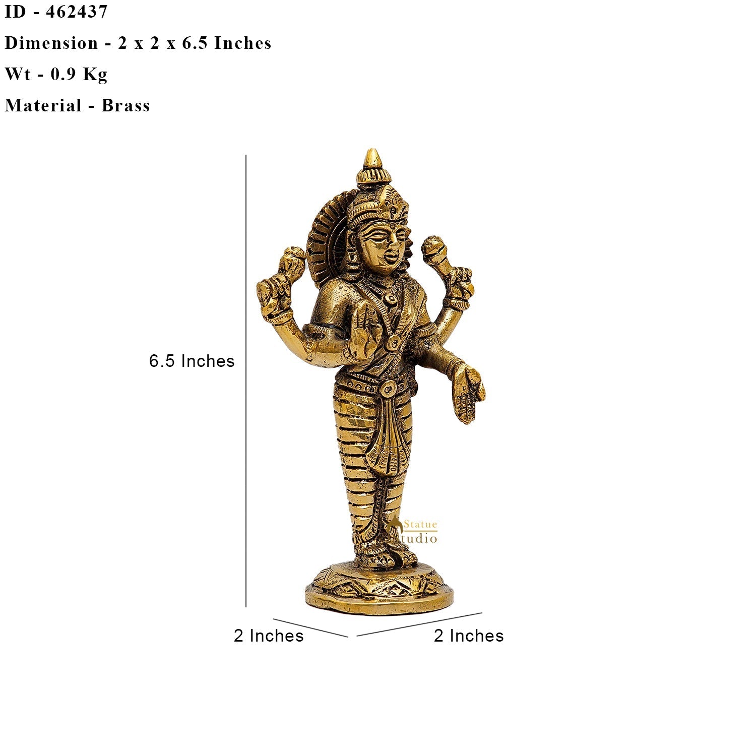 Brass Goddess Lakshmi Statue 6.5 Inch - Image 6