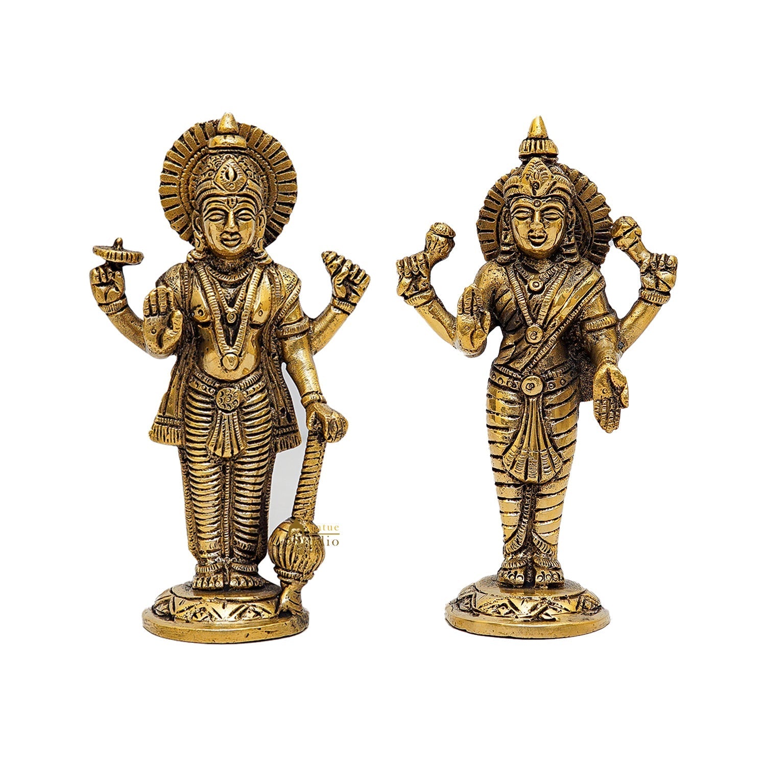 Brass Standing Vishnu Laxmi Idol 6.5 Inch - Image 3
