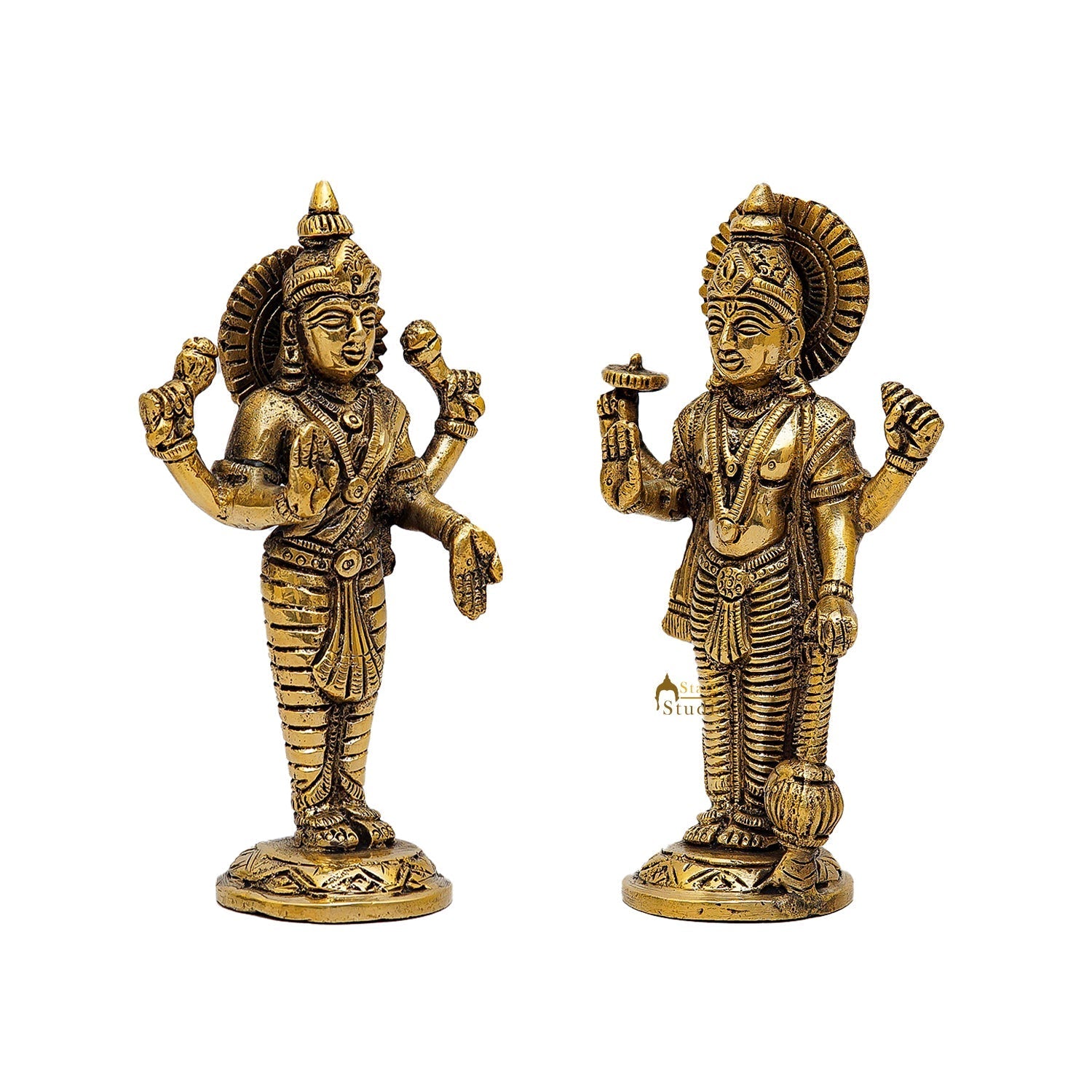 Brass Standing Vishnu Laxmi Idol 6.5 Inch - Image 4