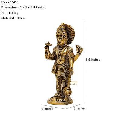 Brass Standing Vishnu Laxmi Idol 6.5 Inch by vendor-unknown - Hindu Gods (View 6)