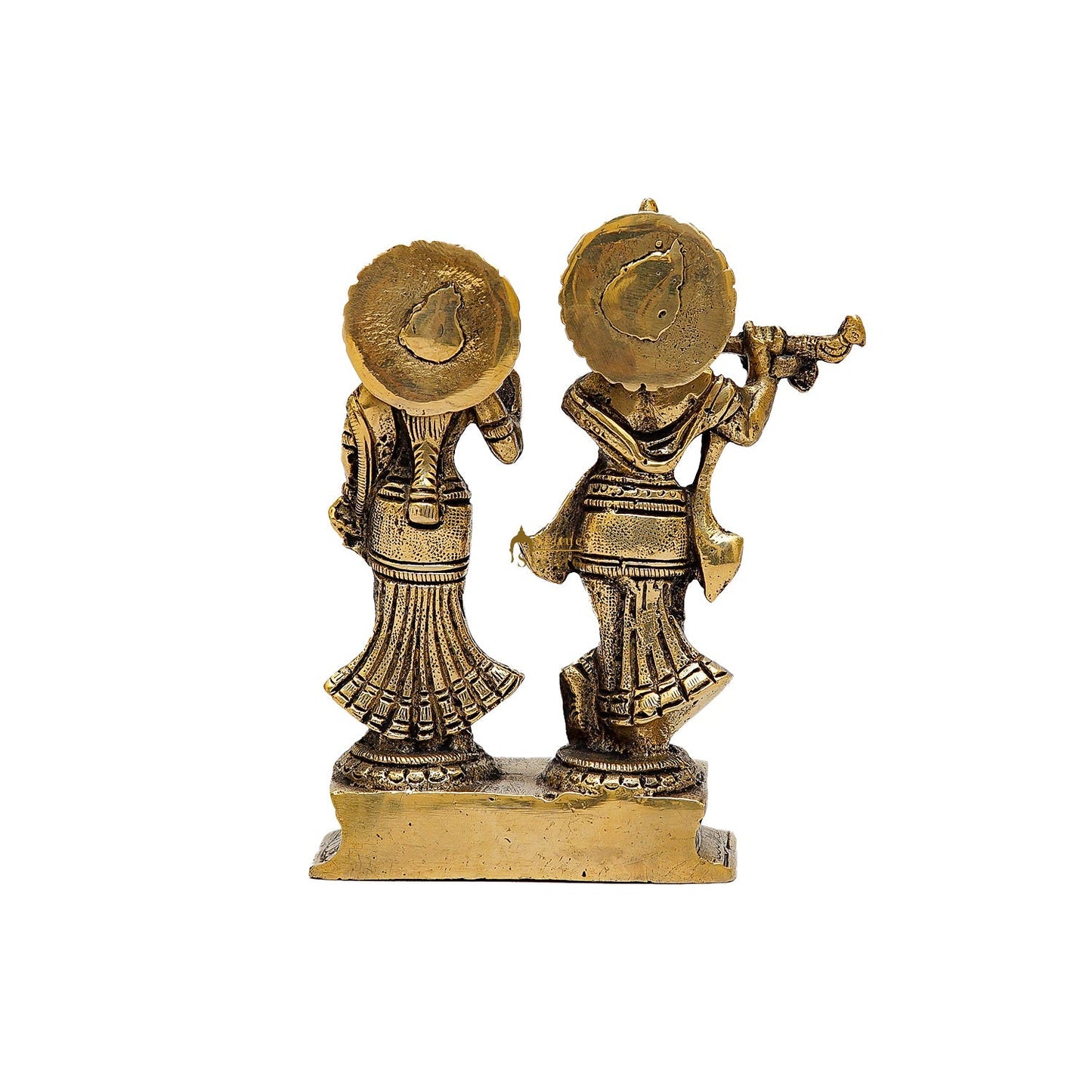 Brass Small Radha Krishna Idol Antique Finish 6 Inch