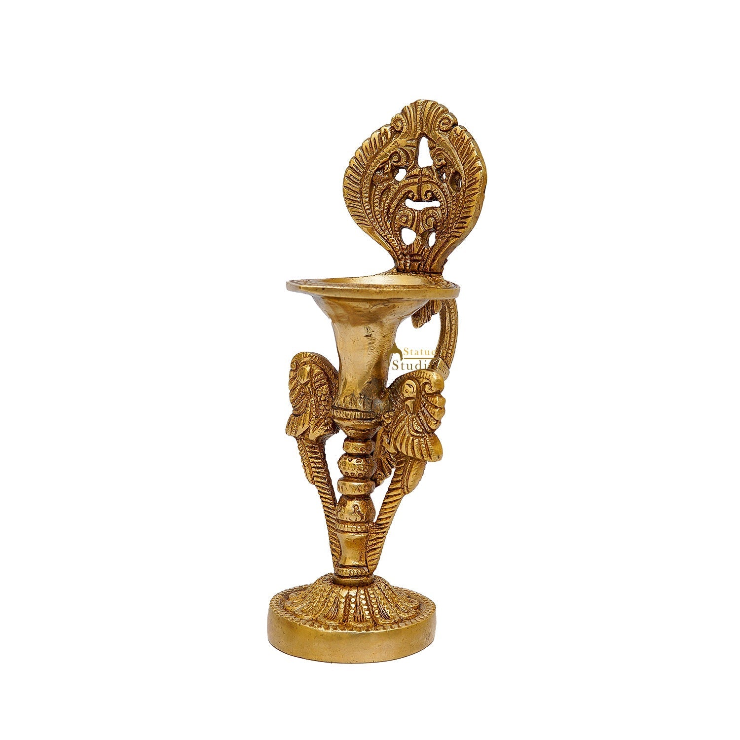 Brass Diya Oil Lamp For Home Temple Religious Decor Showpiece 8 Inch - Image 4