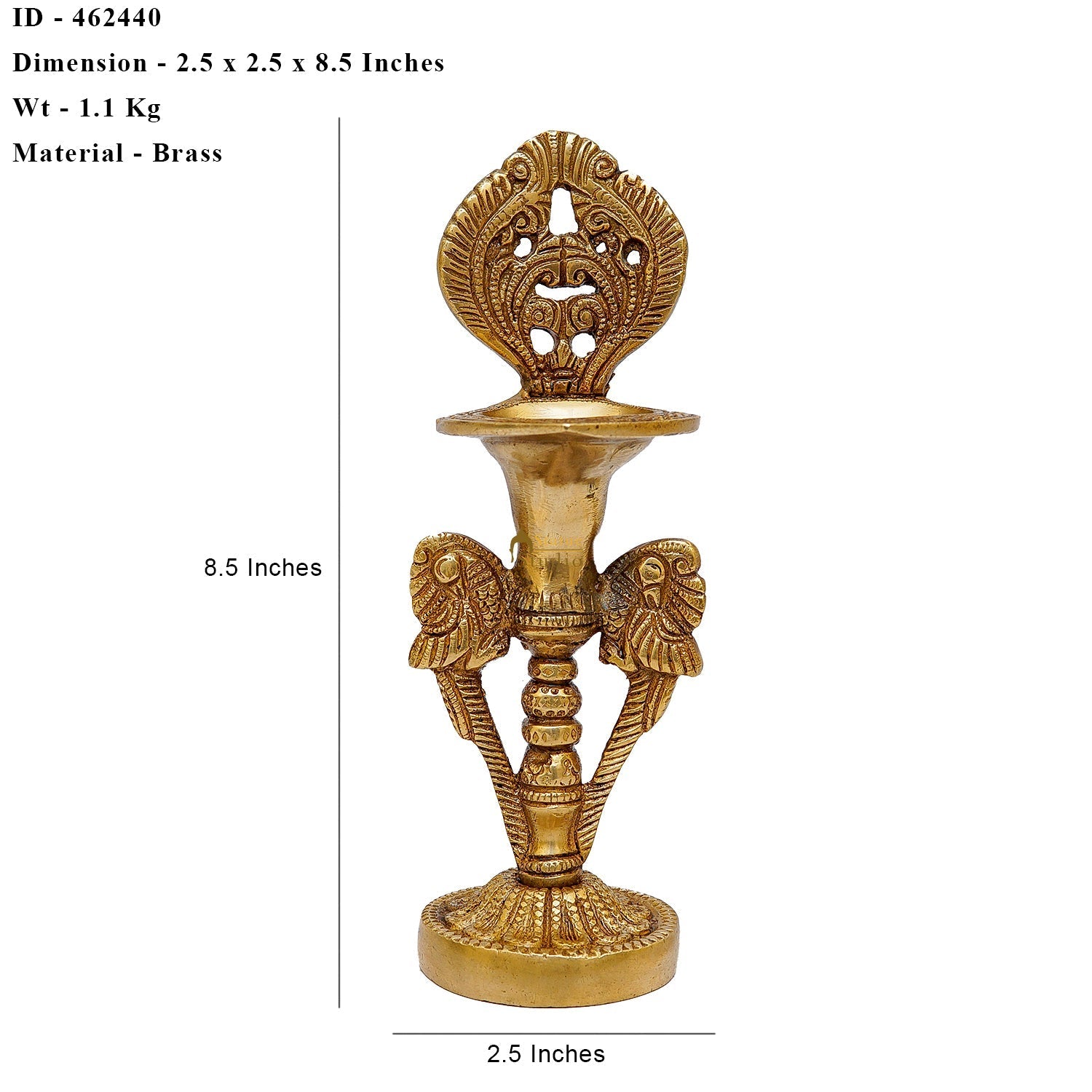 Brass Diya Oil Lamp For Home Temple Religious Decor Showpiece 8 Inch - Image 7