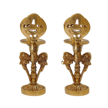 Brass Oil Lamp Diya Pair For Home Temple Religious Decor Showpiece 8 Inch by vendor-unknown - Spiritual (View 5)