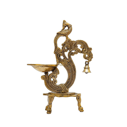 Brass Parrot Lamp Diya With Bell 12 Inches by vendor-unknown - Spiritual (View 3)
