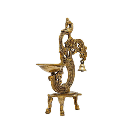 Brass Parrot Lamp Diya With Bell 12 Inches by vendor-unknown - Spiritual (View 4)