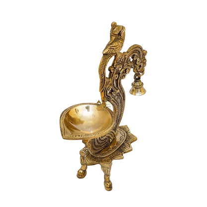 Brass Parrot Lamp Diya With Bell 12 Inches by vendor-unknown - Spiritual (View 5)