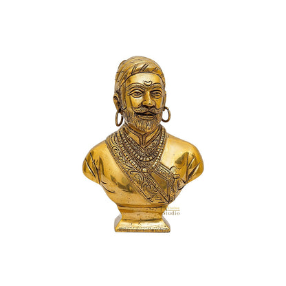 Brass Chatrapati Shivaji Maharaj Bust 8.5 Inches by vendor-unknown - Decor (View 3)