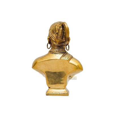 Brass Chatrapati Shivaji Maharaj Bust 8.5 Inches by vendor-unknown - Decor (View 5)