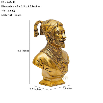 Brass Chatrapati Shivaji Maharaj Bust 8.5 Inches by vendor-unknown - Decor (View 6)