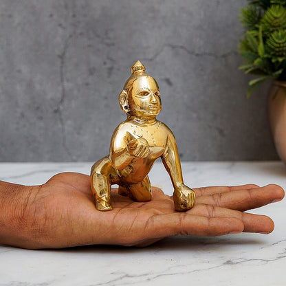 Brass Laddu Gopal Krishna Idol 4 Inch by vendor-unknown - Hindu Gods (View 2)