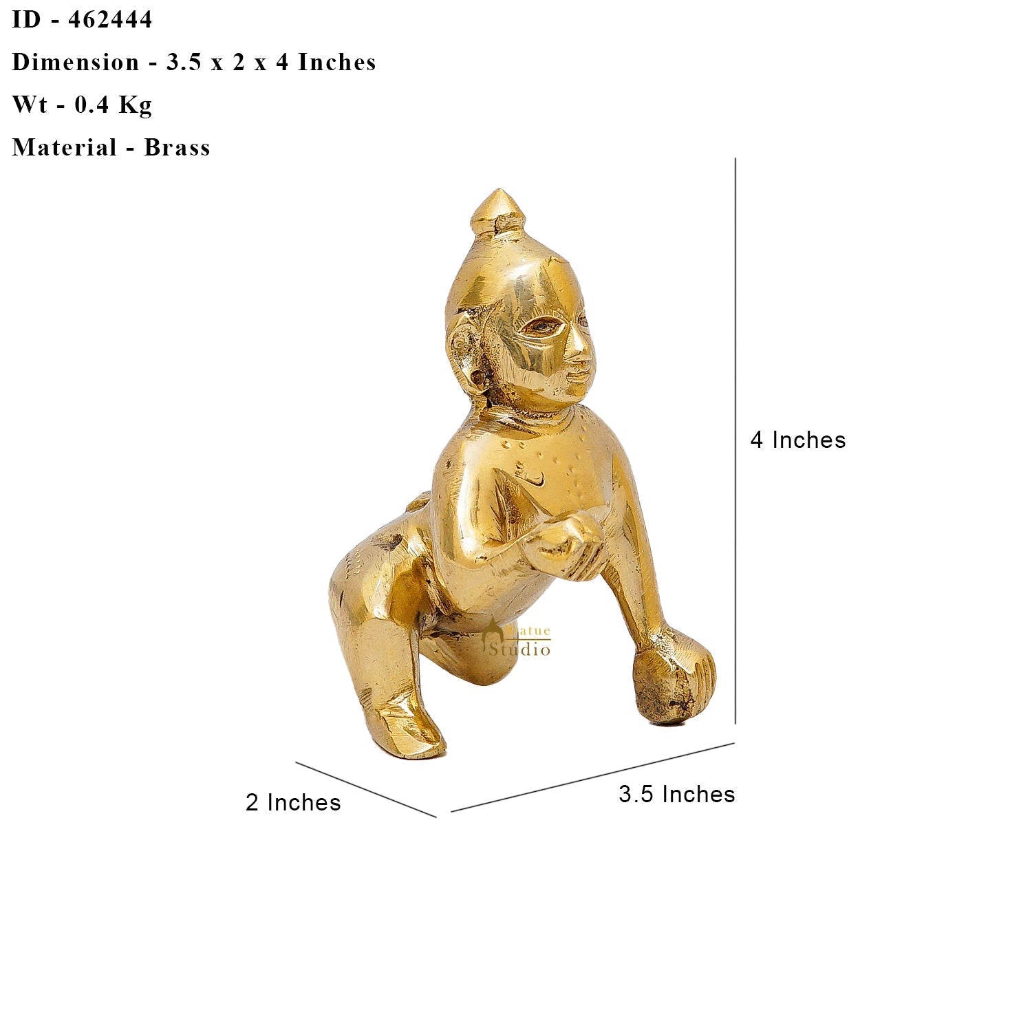 Brass Laddu Gopal Krishna Idol 4 Inch - Image 6