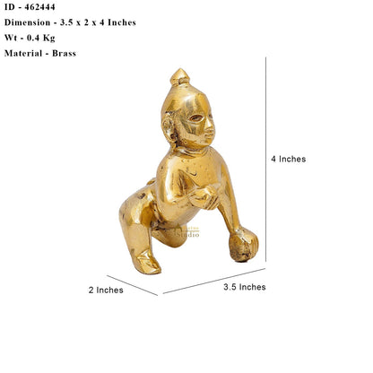 Brass Laddu Gopal Krishna Idol 4 Inch by vendor-unknown - Hindu Gods (View 6)