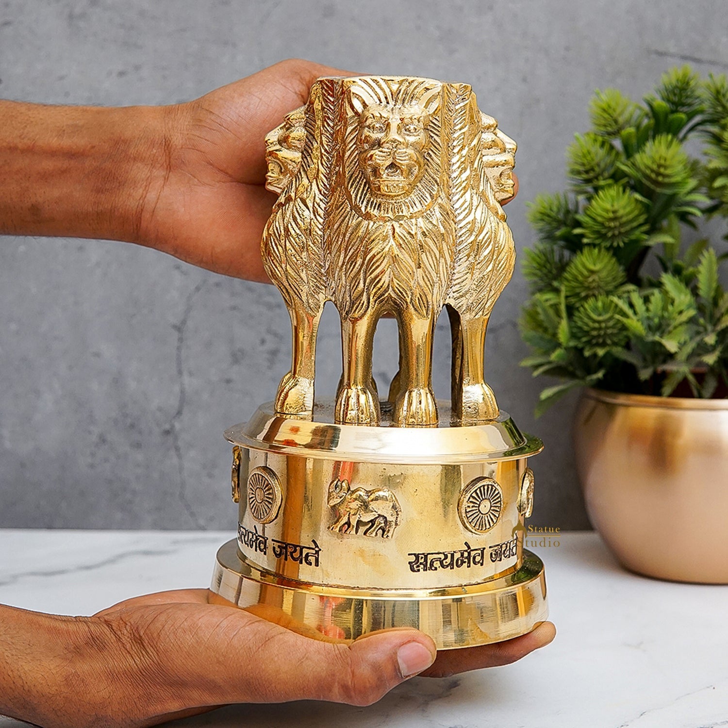 Brass Ashok Stambh Momento Decor 8 Inch - Image 2