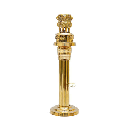 Brass Ashoka Lion Stambh Pillar Satyamev Jayate Momento 13.5 Inches by vendor-unknown - Decor (View 3)