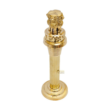 Brass Ashoka Lion Stambh Pillar Satyamev Jayate Momento 13.5 Inches by vendor-unknown - Decor (View 5)
