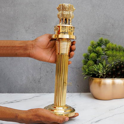 Brass Ashoka Lion Stambh Pillar Satyamev Jayate Momento 13.5 Inches by vendor-unknown - Decor (View 2)