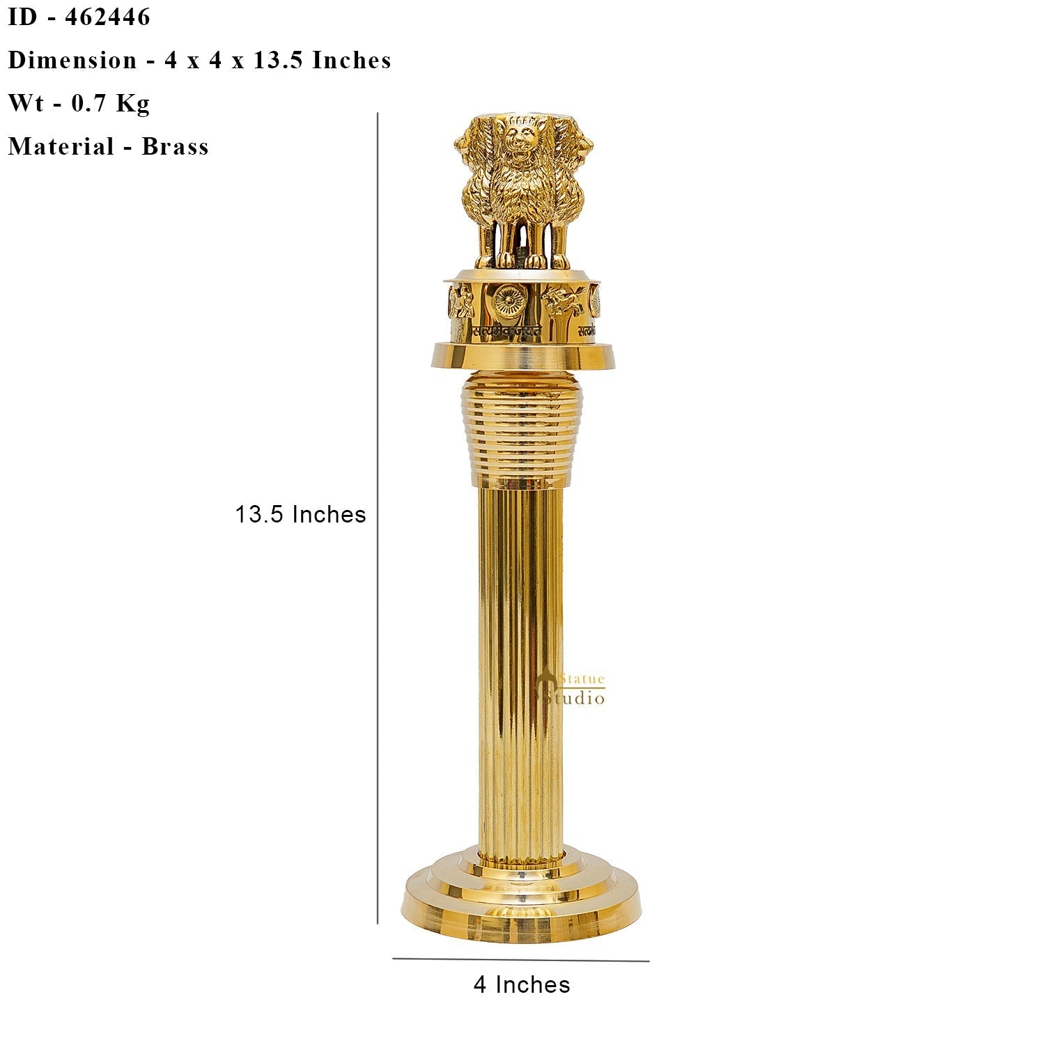 Brass Ashoka Lion Stambh Pillar Satyamev Jayate Momento 13.5 Inches - Image 6