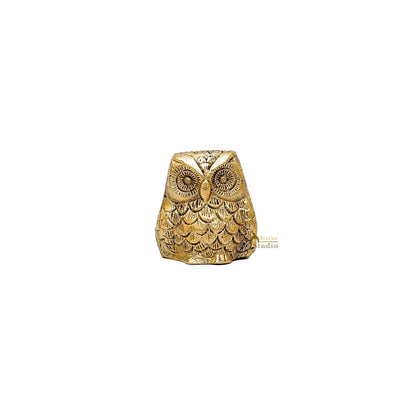 Brass Owl Statue Feng Shui Vastu Showpiece 2 Inch by vendor-unknown - Decor (View 3)