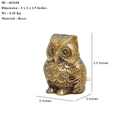 Brass Owl Statue Feng Shui Vastu Showpiece 2.5 Inch by vendor-unknown - Decor (View 6)