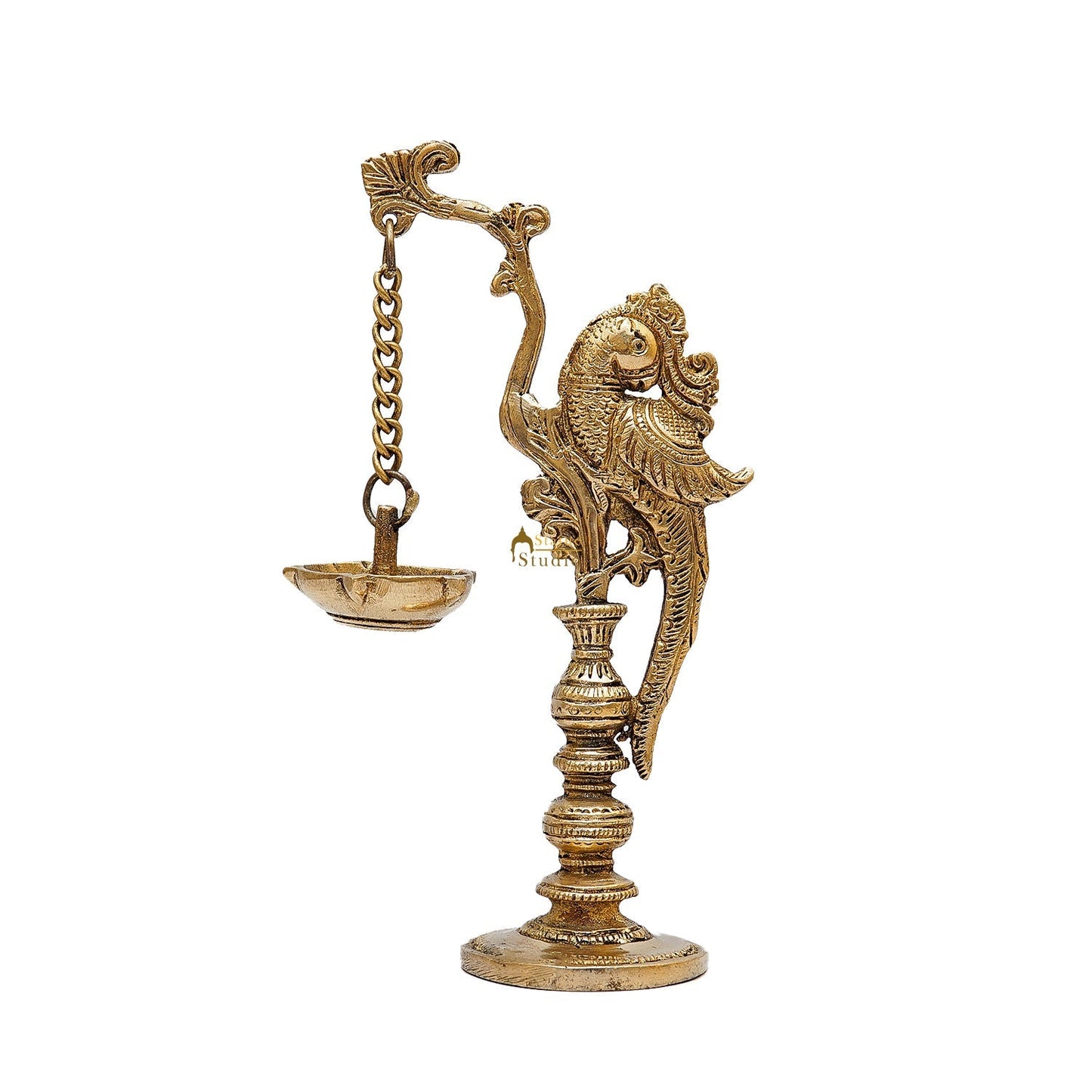 Brass Antique Bird Diya For Pooja Room Decor 8"