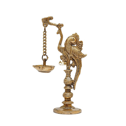 Brass Antique Bird Diya For Pooja Room Decor 8" by vendor-unknown - Spiritual (View 3)