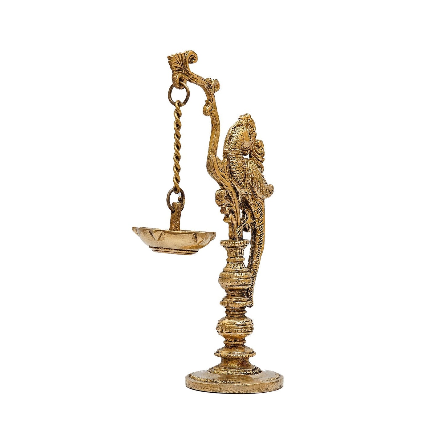 Brass Antique Bird Diya For Pooja Room Decor 8"