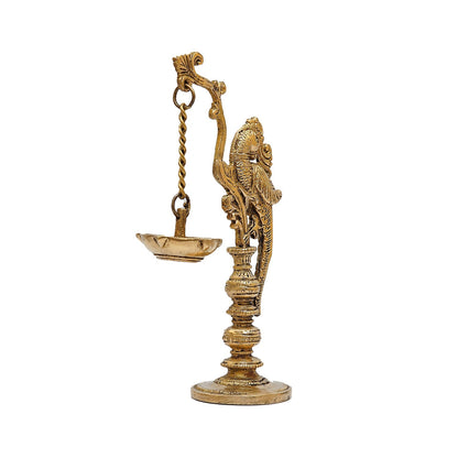 Brass Antique Bird Diya For Pooja Room Decor 8" by vendor-unknown - Spiritual (View 4)