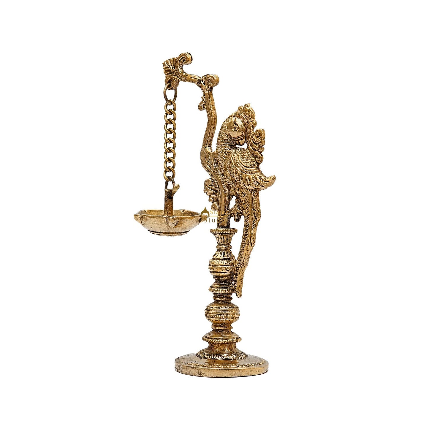 Brass Antique Bird Diya For Pooja Room Decor 8"