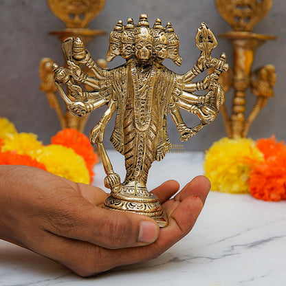 Brass Standing Panchmukhi Hanuman Statue 5 Inch by vendor-unknown - Hindu Gods (View 2)