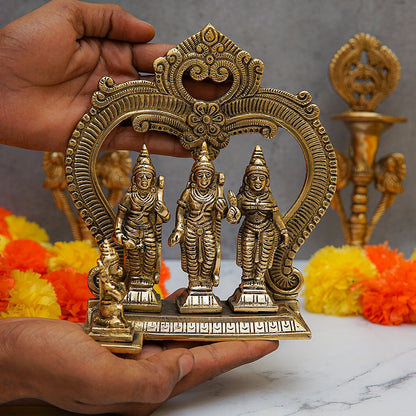Brass Small Ram Darbar Statue Rama Family Idol 6.5 Inch by vendor-unknown - Hindu Gods (View 2)