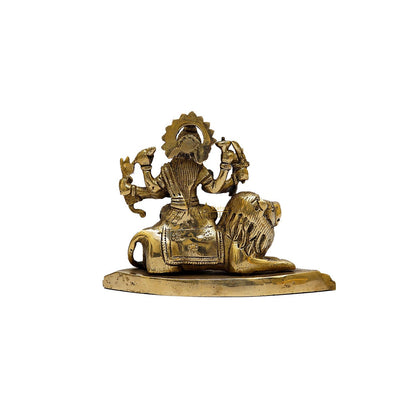 Brass Goddess Durga Statue With Sitting Lion 4.5 Inch by vendor-unknown - Hindu Gods (View 5)