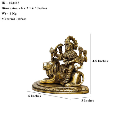 Brass Goddess Durga Statue With Sitting Lion 4.5 Inch by vendor-unknown - Hindu Gods (View 6)