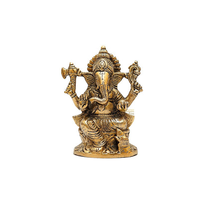 Brass Small Ganesha Idol 5 Inch by vendor-unknown - Hindu Gods (View 3)