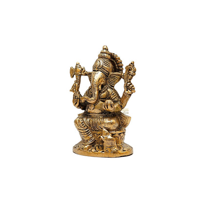 Brass Small Ganesha Idol 5 Inch by vendor-unknown - Hindu Gods (View 4)