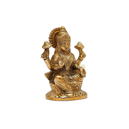 Brass Goddess Lakshmi Statue 5 Inch by vendor-unknown - Hindu Gods (View 4)