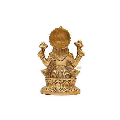 Brass Goddess Lakshmi Statue 5 Inch by vendor-unknown - Hindu Gods (View 5)