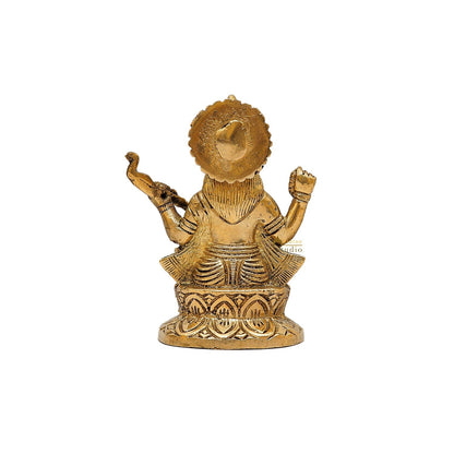 Brass Saraswati Idol For Temple Decor 5 Inch by vendor-unknown - Hindu Gods (View 5)