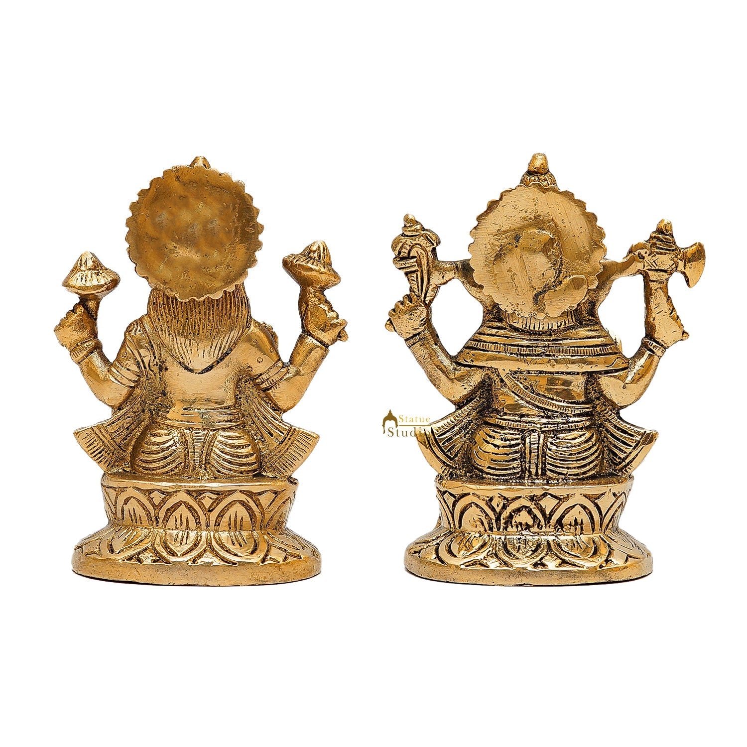 Ganesha Lakshmi Brass Statue 5 Inch - Image 4