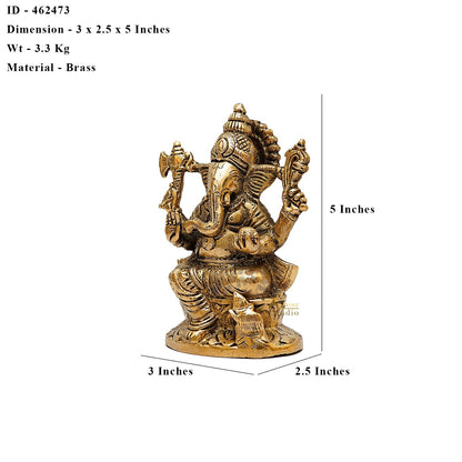 Brass Ganesha Lakshmi Saraswati Idols For Diwali Home Puja Décor Gift 5" by vendor-unknown - Hindu Gods (View 6)
