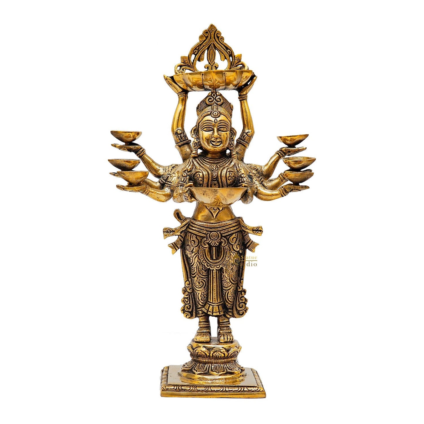 Brass Deeplakshmi Statue For Pooja Room Home Decor And Gifting 15"