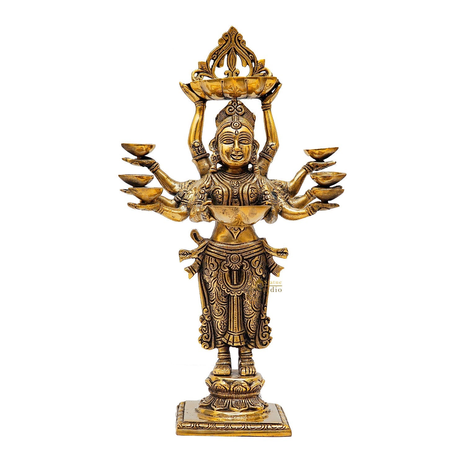 Brass Deeplakshmi Statue For Pooja Room Home Decor And Gifting 15" - Image 3