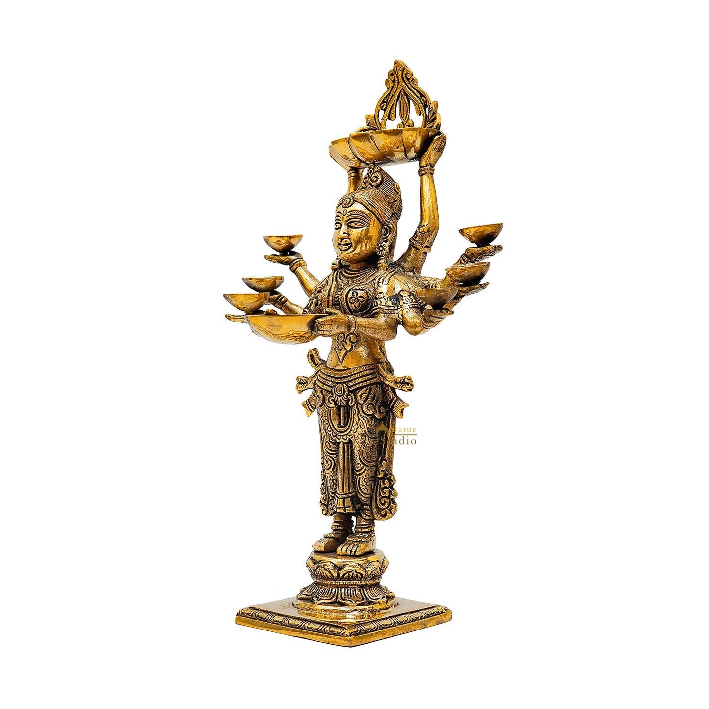 Brass Deeplakshmi Statue For Pooja Room Home Decor And Gifting 15"