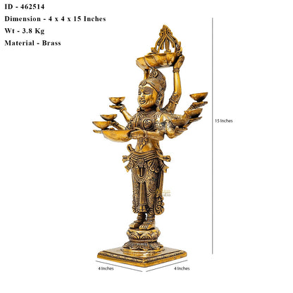 Brass Deeplakshmi Statue For Pooja Room Home Decor And Gifting 15" by vendor-unknown - Decor (View 6)