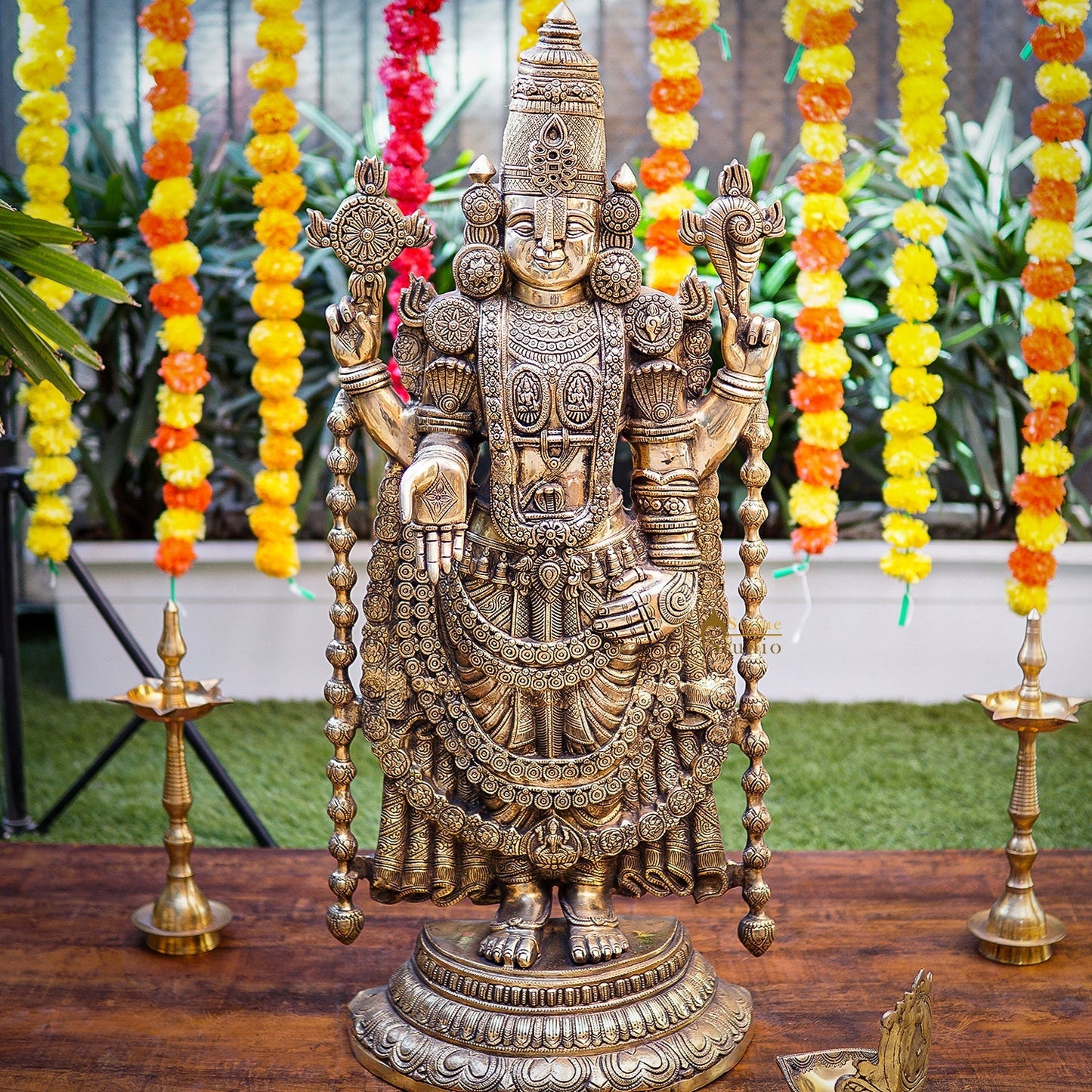 Brass Large Tirupati Balaji Statue Religious Idol 3 Feet For Decor