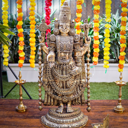 Brass Large Tirupati Balaji Statue Religious Idol 3 Feet For Decor by vendor-unknown - Gifting