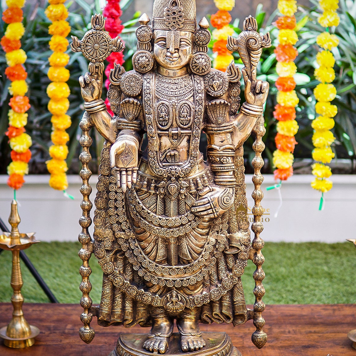 Brass Large Tirupati Balaji Statue Religious Idol 3 Feet For Decor - Image 2