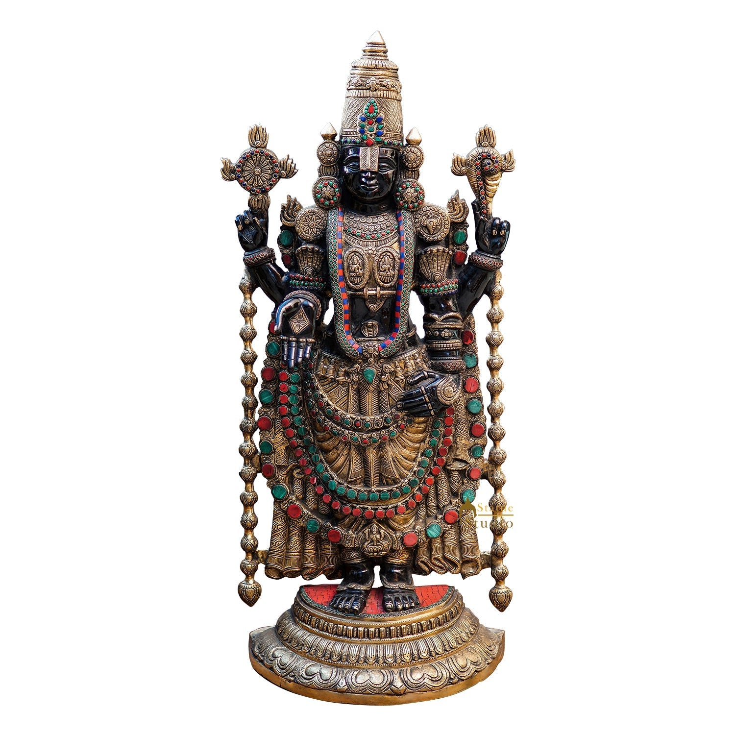 Brass Large Tirupati Balaji Statue Antique Religious Idol 3 Feet Decor - Image 3